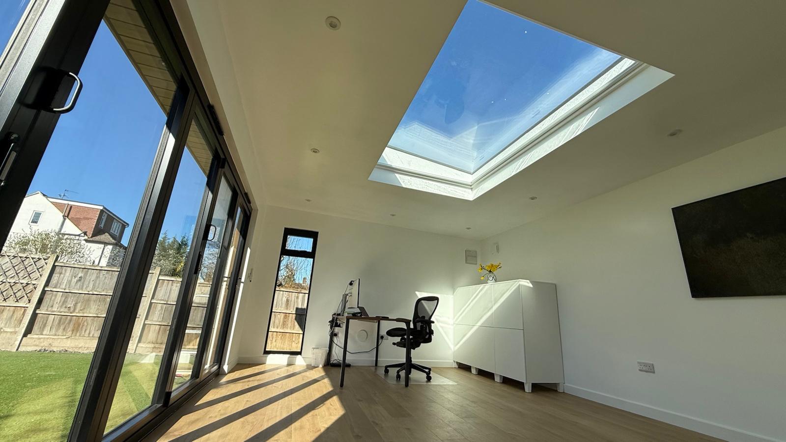 Interior of garden room with skylight