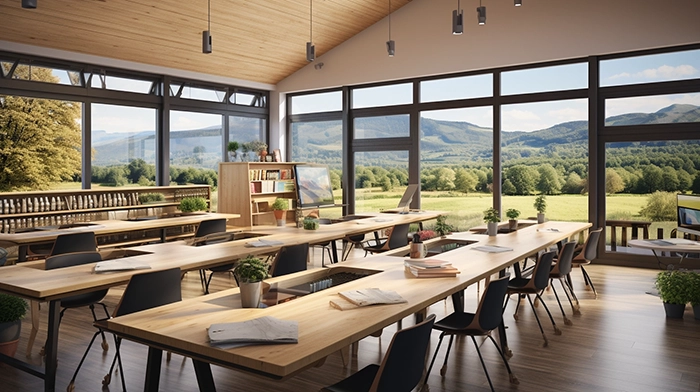 Commercial Garden room Internal inset garden studio illustration